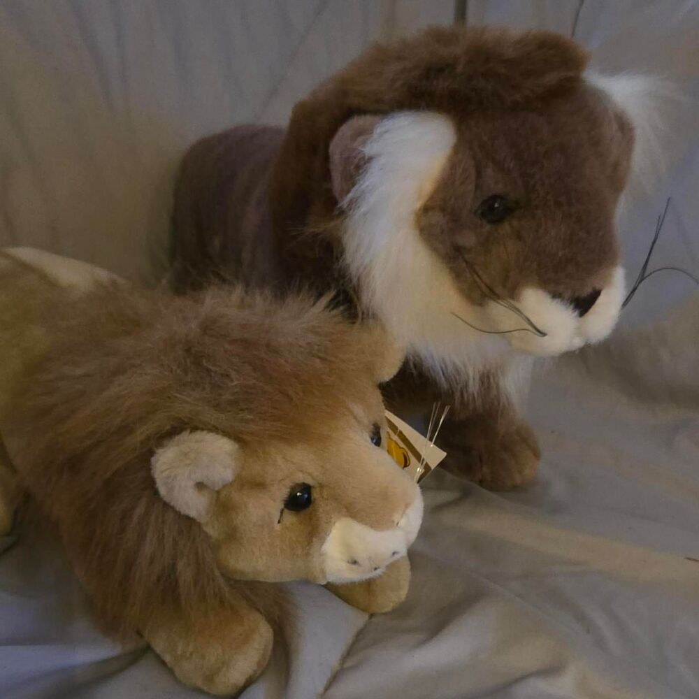 *Vintage Kellytoy Lion Plush Lot (2) – 12" & 14" Animals lionlove nursey